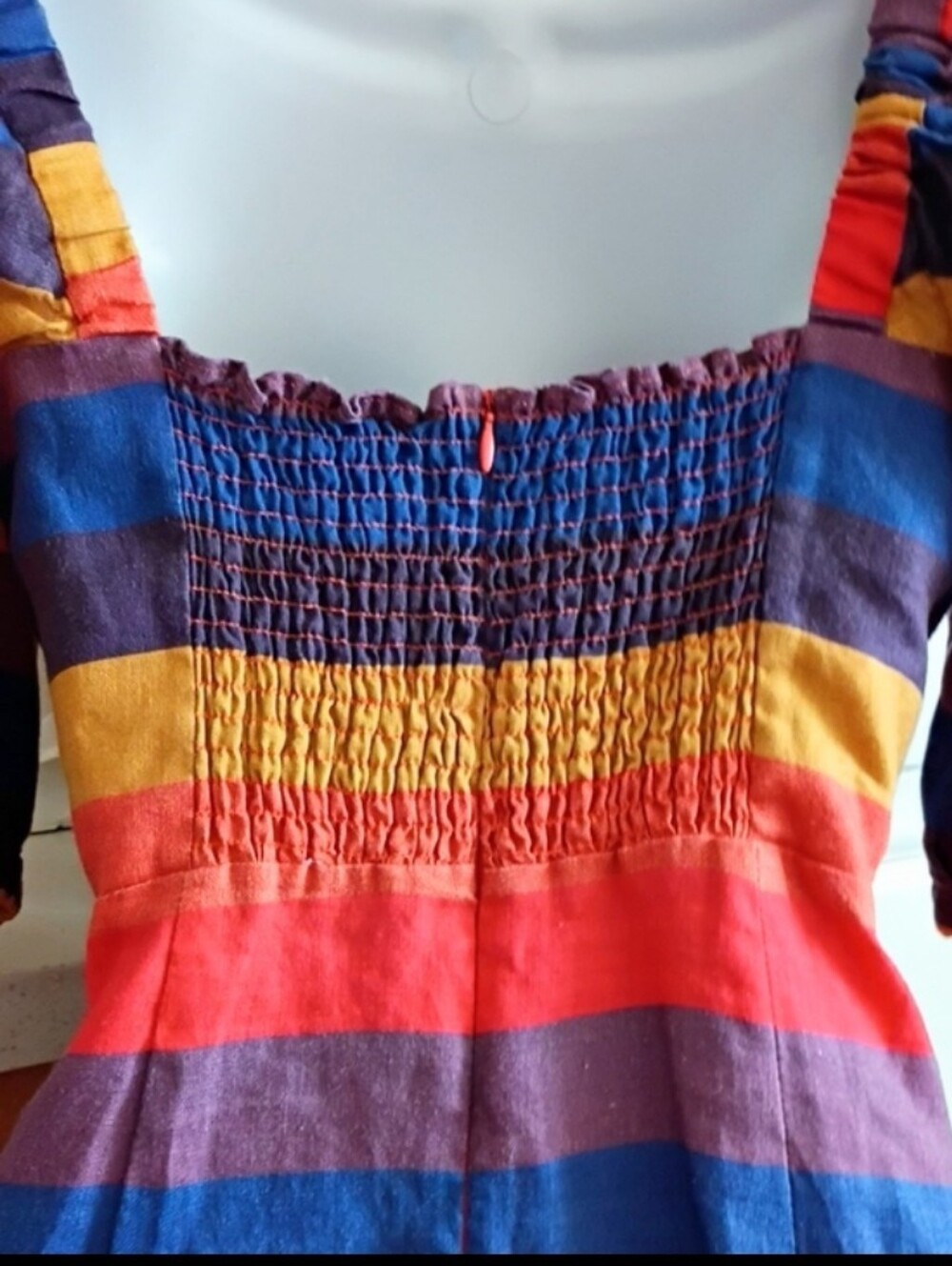 Rainbow Stripe Puff-Sleeve Mini Dress - Picture 6 of 8